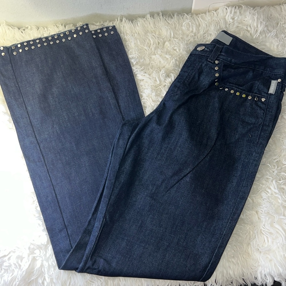 Versace Dark Blue Flare & Wide Leg Jeans